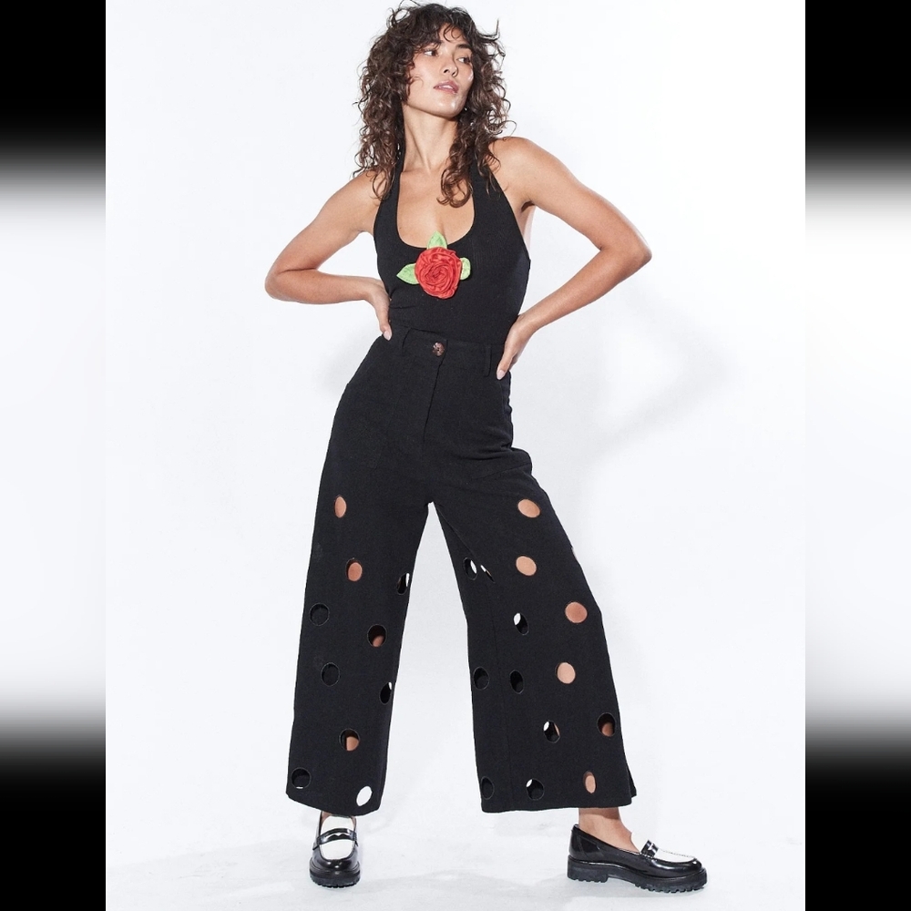 Fashion brand company black L cheese pants